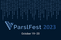 A stylized graphic with the geometric Parsl logo and text that states "ParslFest 2023. October 19 & 20."