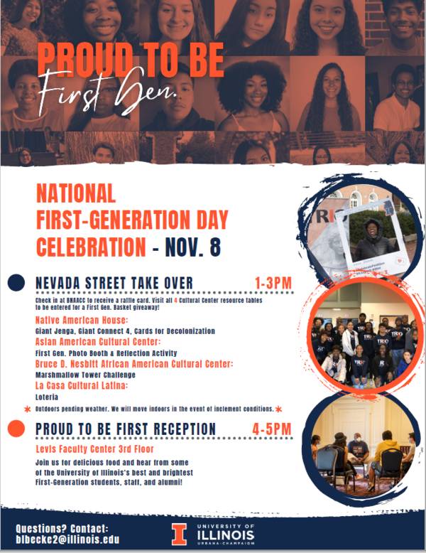 National First Gen Day Celebration event, 1-3pm Nevada Street Takeover, 4-5pm First Gen panel
