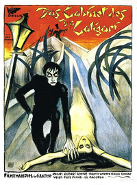 An illustration of a skeletal man in black and white looming over a woman's body. The background of the illustration is bright and colorful. The title of the film is written across the top.