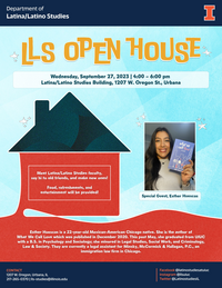 Flyer for LLS Open House with information about the event and an image of guest speaker