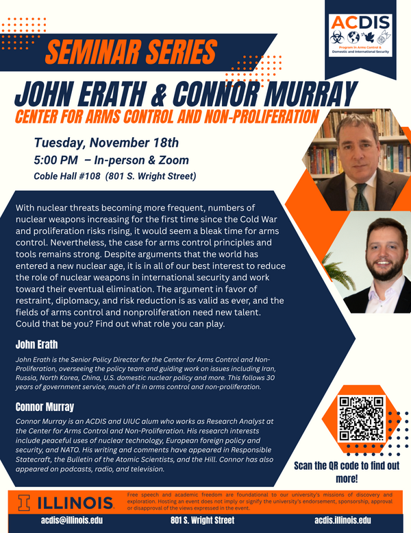 ACDIS: Seminar Series - John Erath and Connor Murray - Center for Arms Control and Non-proliferation