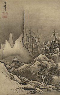 Sesshu Toyo, Winter Landscape, c. 1470, ink on paper, 18 x 11 1/2 inches (Tokyo National Museum, Japan)