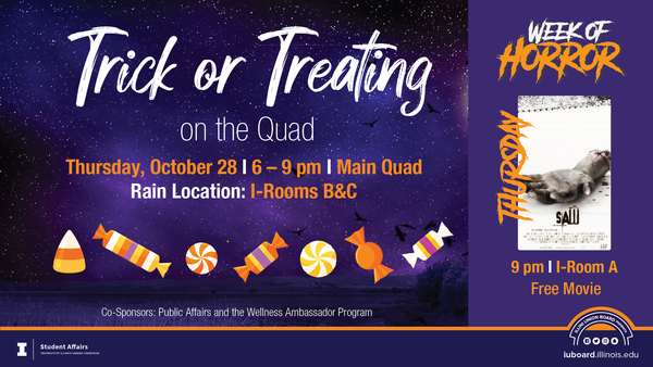 Trick or Treating on the Quad from 6-9pm on Oct. 28