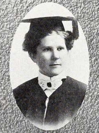 Photograph of a young woman in a mortarboard.