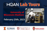HQAN logo with lab tours event invite for Feb. 25, 2023