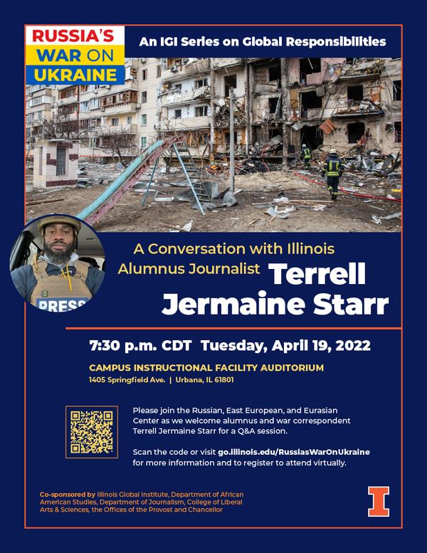 Poster for Q&A session with Illinois alumnus and journalist, Terrell Jermaine Starr