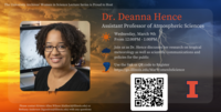 Dr. Deanna Hence headshot, hurricane image, details that are the same as below