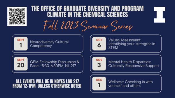 The Office of Graduate Diversity and Program Climate in the Chemical Sciences Fall 2023 Seminar Series Schedule