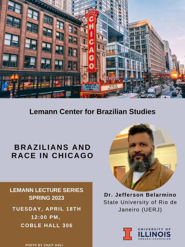 Tuesday, April 18th 12:00 PM - 1:30 PM Coble Hall, Room 306 (801 S. Wright St.)  Jefferson Belarmino  State University of Rio de Janeiro (UERJ)     	 Brazilians and Race in Chicago    	  It is common to hear in Brazil that white Brazilians are not white in the USA. What can sociology say about this? What about the Black Brazilians? Historically, the big field of race relations has not paid attention to the meaning of race as it applies to Brazilians who immigrate to the United States. At the same time, the research focusing specifically on Brazilian immigrants in the North American country does not highlight race issues substantially. It usually emphasizes how components of Brazilian culture are (re)-negotiated in the USA. In this presentation, I address the meaning of ‘Race’ for Brazilian immigrants who live in Chicago. With this in mind, I intend to dialogue with both the classical literature about race relations in Brazil and the Brazilian immigrants living in the United States. My primary goal is to reflect on how Brazilians deal with being categorized as ‘Latino’ in the Chicago context. Guided by a transnational approach, I aim to accomplish two particular objectives:  a) To see how they deal with the ethnic classification of ‘Latino’ in light of the racial classifications that they brought from Brazil, and b) To analyze the implications of this reality in their interactions with other racial groups in Chicago.     	  	   Jefferson Belarmino de Freitas holds a Ph.D. in Sociology from the State University of Rio de Janeiro (UERJ). He is a Werner Baer Postdoctoral Fellow at the University of Illinois and a researcher associated with the Group for Interdisciplinary Studies of Affirmative Actions (GEMAA). His research focuses on race relations theory, racism, gender, race, and class inequalities.