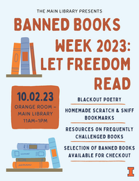 Banned books week flyer with list of events.