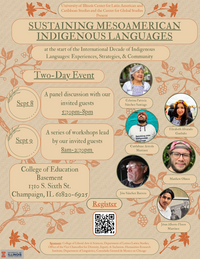 Flyer of the Sustaining Mesoamerican Indigenous Languages event