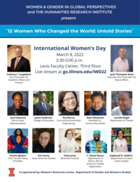 Guest speaker images for International Women's Day 2022: "12 Women Who Changed the World: Untold Stories"