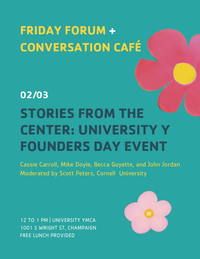 Event title, names of speakers and flowers