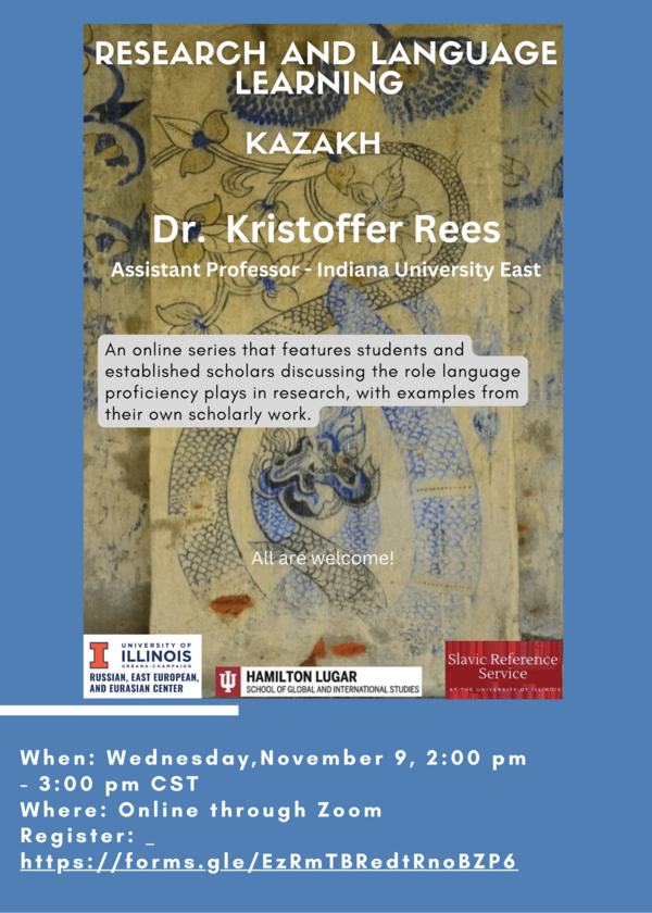 Flyer for Event: Research and Language Learning Kazakh