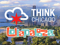Photo of Chicago with ThinkChicago logo and Lollapalooza logo